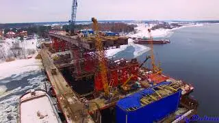 Аэросъемка Дубна с квадрокоптера. Мост.