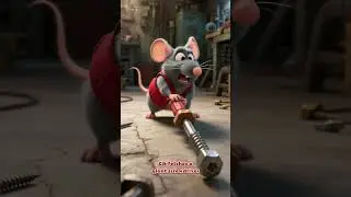 A mechanical cat repairs a car with the help of a small mouse#cute#cat#shorts