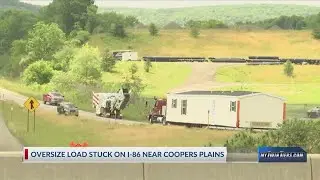 Oversize load stuck on I-86 near Coopers Plains