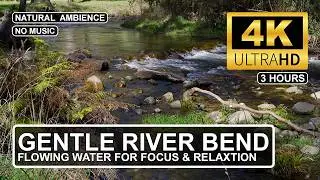 3 Hours Rushing River Bend | Relaxing Water Sounds ASMR Background Noise for Rest & Recovery