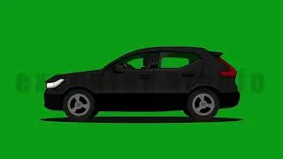 CARS ANIMATION IN CARTOON STYLE WITH GREEN SCREEN BACKGROUND, POV SIDE VIEW
