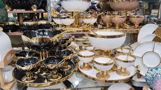 Latest design imported luxury wedding crockery!kitchen crockery bridal crockery dinner set tea set