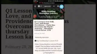 Q1 Lesson 8: Free Will, Love, and Divine Providence | Christ Has Overcome the World | thursday |