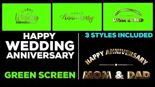 Happy Anniversary Green screen Gold Text Animation  | Mom & Dad | 100% FREE DOWNLOAD