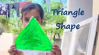 Preschool Art: Triangle Shape Drawing, coloring and cutting @mannuladdu