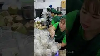 Coconut water production process at a Thai coconut factory!!!