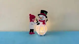 How to make Boy with Snowman Lantern - Diy Snowman Shadow Box, Light Box - Christmas Decor