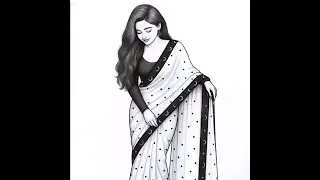 Drawing an indian woman in saree 😲 #art #drawing #drawingtechniques