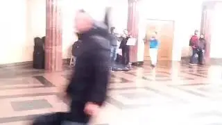 Street band in Moscow metro. Russia. Moscow live camera