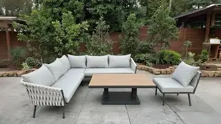 Aluminum Rope Sectional Set with Height Adjustable Table different layouts#gardenfurniture #factory