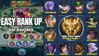 YU ZHONG EASY RANK UP! BEST BUILD AND PICK HERO MYTHICAL GLORY | Izuku MLBB