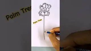 Palm tree drawing step by step | Tal Gach #shorts #art #drawing