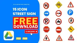 3D Street Sign Icons Free #graphicdesign #photoshop #shorts