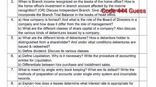 CODE 444 Guess paper Bcom Aiou | important question course code 444 BCOM Aiou