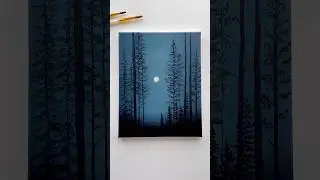 Where Silence Lives 🖤🌲🌗💙 #painting #art #foryou #shortsfeed