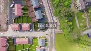 Overhead Drone Shot Of Housing Estate And Construction Site, Derby, UK