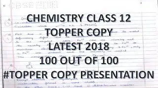 CHEMISTRY CLASS 12 TOPPER ANSWER SHEET 2018