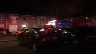 JAMAICA HOSPITAL EMS AMBULANCE RESPONDING ON ATLANTIC AVENUE IN EAST NEW YORK, BROOKLYN, NEW YORK.