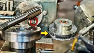 Amazing Technique With a thread drill on a lathe machine | Primitive worm gear hobbing in a lathe ||