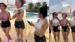 Hot girl Japanese swimming in a river, in cold and clear water, wild swimming Ep31