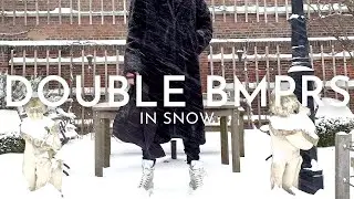 Walking in Rick Owens Double Bumpers in Snow