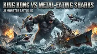 King Kong vs Metal-Eating Sharks ⚔️ Ocean War of the Century | AI Monster Battle 4K