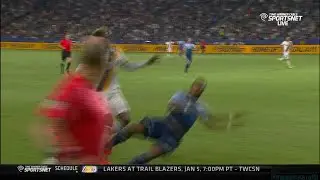 Gyasi Zardes foot broken by Kendall Waston 2016-08-27 Whitecaps at Galaxy