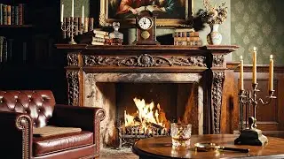 | 4K | 2-Hour Private Gentleman&rsquo;s Club Fireplace | Dark Academia Luxury | No Music | Study & Focus