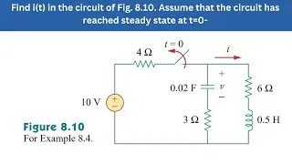 Example 8.4 | Find i(t) of Fig. 8.10. Assume the circuit reached steady state | FEC 4th Edition