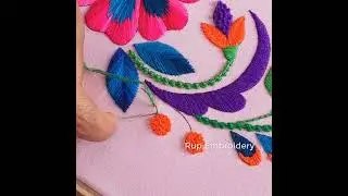 Fancy Cushion Cover Corner Design#14,Hand Embroidery Tutorial,Table Runner/Pillow Cover flower art 4