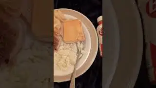 Cheese Burger, Potato Salad and Muncho Chips with A Boost Energy Drink.