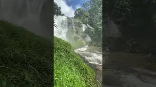 Strong water flow at the Wachirathan Waterfall in Chiang Mai, Thailand #travel #chiangmai #waterfall