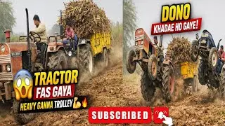 😲Tractor Fas Gaya 😱 | Heavy Ganna Trolley Power Test 💪 | Dono Khade Ho Gaye Farmtrac vs Eicher 😲
