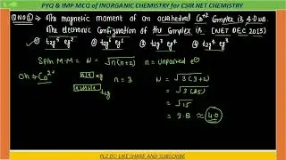 Coordination Chemistry Q12🌻CSIR NET DEC 2013🌻Spin magnetic moment🌻Easy trick to calculate