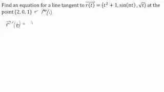 Tangent line to a vector equation