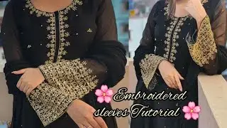Most Trending hand embroidery✨️Model inspired outfit✨️Embroidered Sleeves Tutorial ✨️ beads work