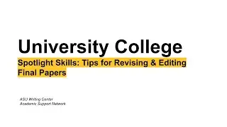 Tips for Revising & Editing Final Papers: Revising Thesis Statements