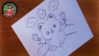 Cute smiling cat pencil drawing // cute drawings //medani arts croe