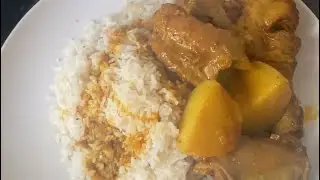 সাদা পোলাও #মুরগির মাংস #আলু দিয়ে ঝোল#