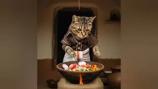 Cat cooking south Indian food # south indian# cat #village#ai #meow 