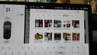How to search Spotify in the Tesla Model 3 V10 for a specific song album or playlist