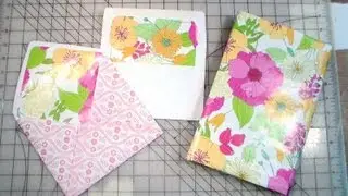 how to cover a textbook & line envelopes with wrapping paper