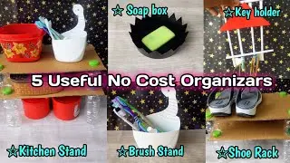 5 Useful No Cost Organizars Idea|soap box|key holder|shoe rack|pen stand|brush stand|@Nanba Crafts.