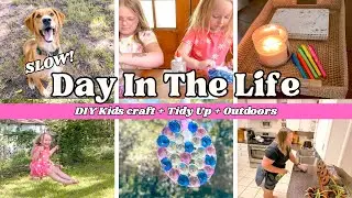 Slow! Day in the life Fun | Tidy Up Motivation + DIY Summer Craft for Kids | End of Summer Fun