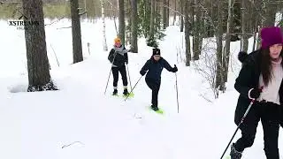 Snowshoe walking on the Watershedtrails in Pieks&auml;m&auml;ki, Finland