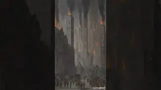painting of a city with lots of fire | destroyed city art #cityart #cityonfire #destroyed #city