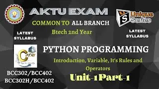 U1P1 | PYTHON PROGRAMMING BTECH 2ND YEAR One shot | AKTU | Latest Syllabus |Civil Mantraa All Branch