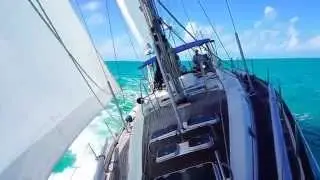 Beneteau 50 Oceanis S/V New Life Sailing Upwind in Aqua Green Bahamian Waters