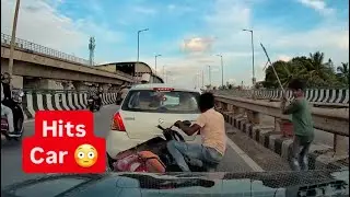 Two Wheeler Fails To Maintain Distance And Hits Car