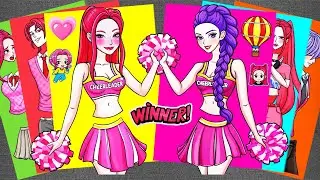 [🌸paper diy🌸] Pink Cheerleader Fashion Dress Up with Huntrix 👚 KPop Demon Hunters Stickers | ASMR
